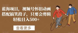 蓝海项目,视频号怀旧动画搭配搞笑段子,只要会剪辑轻松日入500+【揭秘】-淘金日记