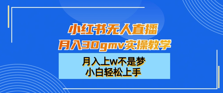 小红书无人直播月入30gmv实操教学，月入上w不是梦，小白轻松上手【揭秘】-淘金日记