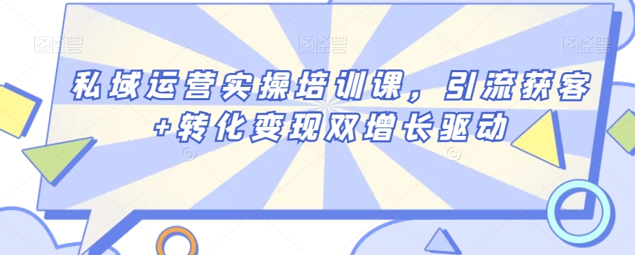 私域运营实操培训课,引流获客+转化变现双增长驱动-淘金日记