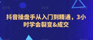 抖音操盘手从入门到精通,3小时学会裂变&成交-淘金日记