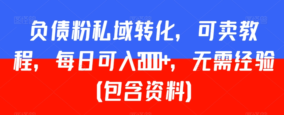 负债粉私域转化，可卖教程，每日可入2000+，无需经验（包含资料）【揭秘】-淘金日记