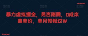 暴力虚拟掘金,男杏刚需,0成本高单价,单月轻松过W【揭秘】-淘金日记