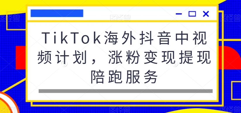 TikTok海外抖音中视频计划，涨粉变现提现陪跑服务-淘金日记