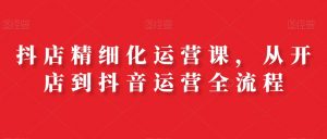 抖店精细化运营课,从开店到抖音运营全流程-淘金日记