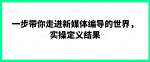 一步带你走进新媒体编导的世界,实操定义结果-淘金日记