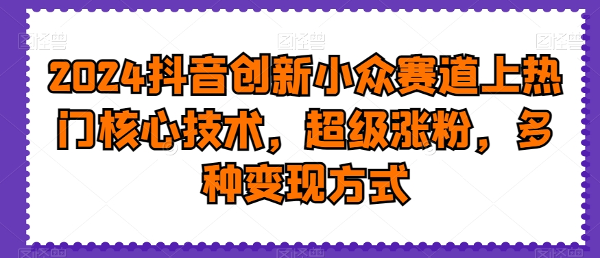 2024抖音创新小众赛道上热门核心技术,超级涨粉,多种变现方式【揭秘】-淘金日记