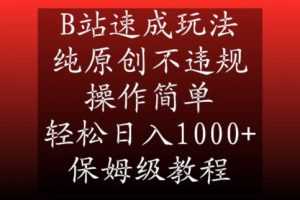 B站速成玩法，纯原创不违规，操作简单，轻松日入1000+，保姆级教程【揭秘】-淘金日记