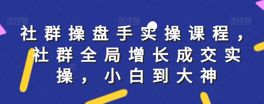 社群实操课程,社群全局增长成交实操,小白到大神-淘金日记