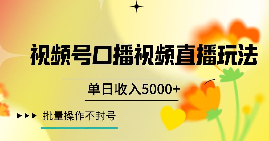 视频号囗播视频直播玩法,单日收入5000+,批量操作不封号【揭秘】-淘金日记