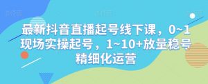 最新抖音直播起号线下课,0~1现场实操起号,1~10+放量稳号精细化运营-淘金日记