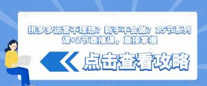 拼多多运营不理想？新手不会做？​15节系列课+2节直播课，直接掌握-淘金日记