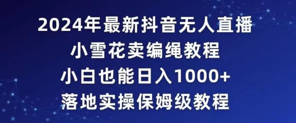 2024年抖音最新无人直播小雪花卖编绳项目,小白也能日入1000+落地实操保姆级教程【揭秘】-淘金日记