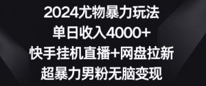 2024尤物暴力玩法,单日收入4000+,快手挂机直播+网盘拉新,超暴力男粉无脑变现【揭秘】-淘金日记