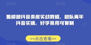 售楼部抖音卖房实战教程,团队两年抖音实操,好学易用可复制-淘金日记