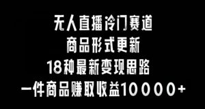 无人直播冷门赛道,商品形式更新,18种变现思路,一件商品赚取收益10000+【揭秘】-淘金日记