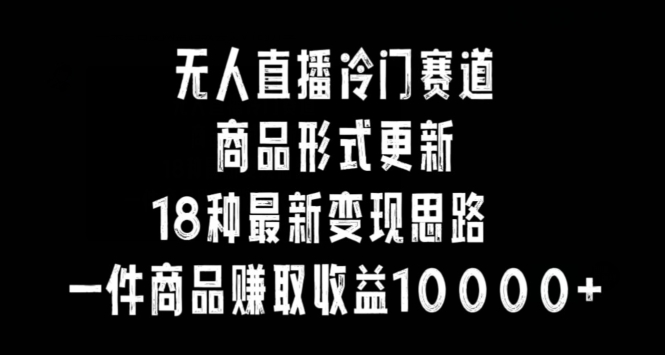 无人直播冷门赛道,商品形式更新,18种变现思路,一件商品赚取收益10000+【揭秘】-淘金日记