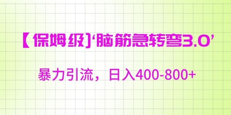 保姆级脑筋急转弯3.0,暴力引流,日入400-800+【揭秘】-淘金日记
