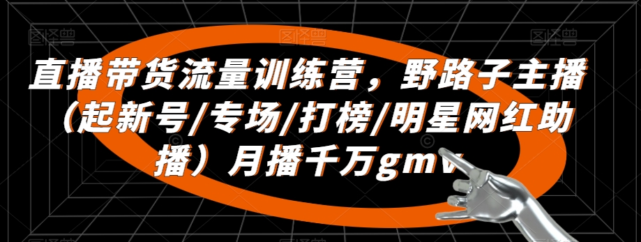 直播带货流量训练营,野路子主播(起新号/专场/打榜/明星网红助播)月播千万gmv-淘金日记