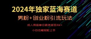 2024年独家蓝海赛道，成人用品单日卖货变现4W+，男粉+创业粉引流玩法，不愁搞不到流量【揭秘】-淘金日记