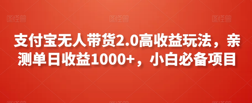 支付宝无人带货2.0高收益玩法，亲测单日收益1000+，小白必备项目【揭秘】-淘金日记