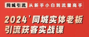 2024同城实体老板引流获客实战课，同城短视频·同城直播·实体店投放·问题答疑-淘金日记