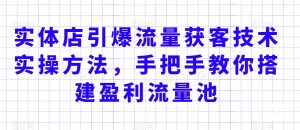 实体店引爆流量获客技术实操方法，手把手教你搭建盈利流量池，让你的生意客户裂变渠道裂变-淘金日记
