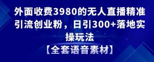 外面收费3980的无人直播精准引流创业粉,日引300+落地实操玩法【全套语音素材】【揭秘】-淘金日记