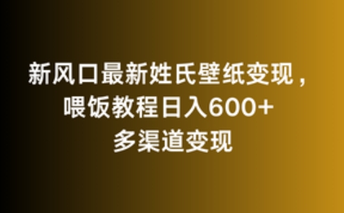 新风口最新姓氏壁纸变现,喂饭教程日入600+【揭秘】-淘金日记