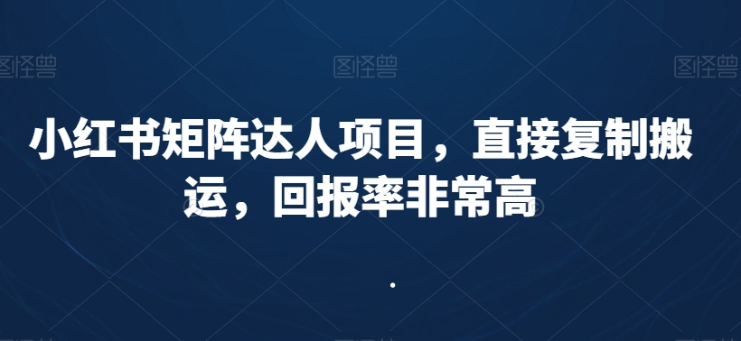小红书矩阵达人项目,直接复制搬运,回报率非常高-淘金日记