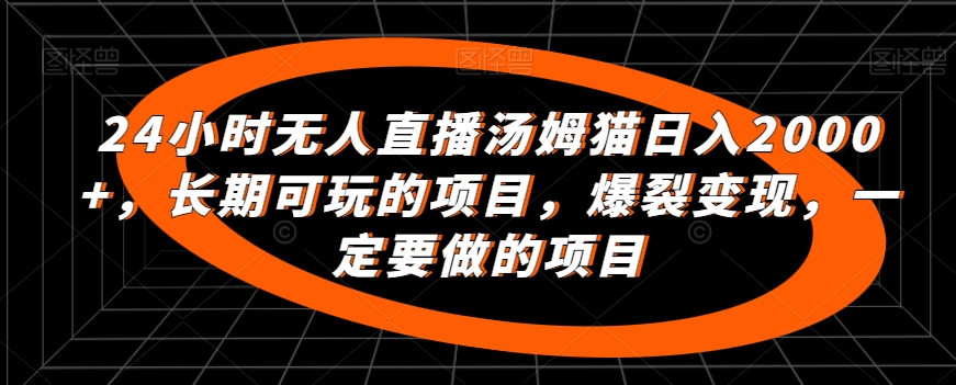 24小时无人直播汤姆猫日入2000+，长期可玩的项目，爆裂变现，一定要做的项目【揭秘】-淘金日记