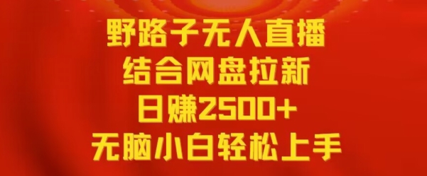 野路子无人直播结合网盘拉新,日赚2500+,小白无脑轻松上手【揭秘】-淘金日记