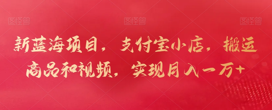 新蓝海项目，支付宝小店，搬运商品和视频，实现月入一万+【揭秘】-淘金日记