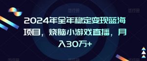 2024年全年稳定变现蓝海项目，烧脑小游戏直播，月入30万+【揭秘】-淘金日记