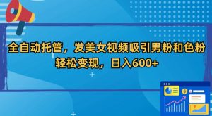 全自动托管，发美女视频吸引男粉和色粉，轻松变现，日入600+【揭秘】-淘金日记