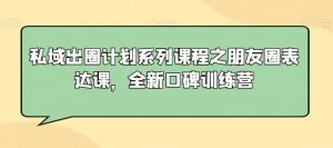 私域出圈计划系列课程之朋友圈表达课，全新口碑训练营-淘金日记