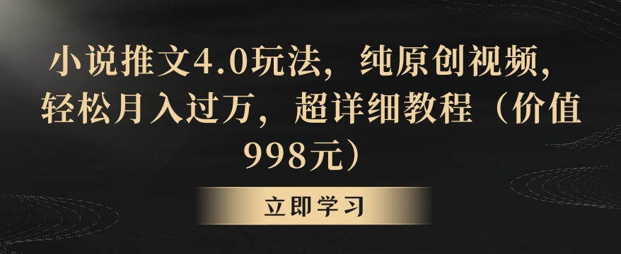 小说推文4.0玩法,纯原创视频,轻松月入过万,超详细教程(价值998元)【揭秘】-淘金日记