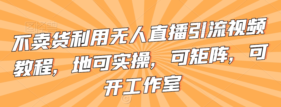 不卖货利用无人直播引流视频教程,地可实操,可矩阵,可开工作室【揭秘】-淘金日记