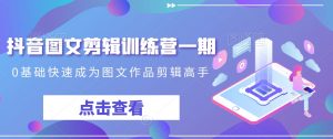 抖音图文剪辑训练营一期，0基础快速成为图文作品剪辑高手-淘金日记