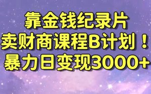 财经纪录片联合财商课程的变现策略，暴力日变现3000+，喂饭级别教学【揭秘】-淘金日记