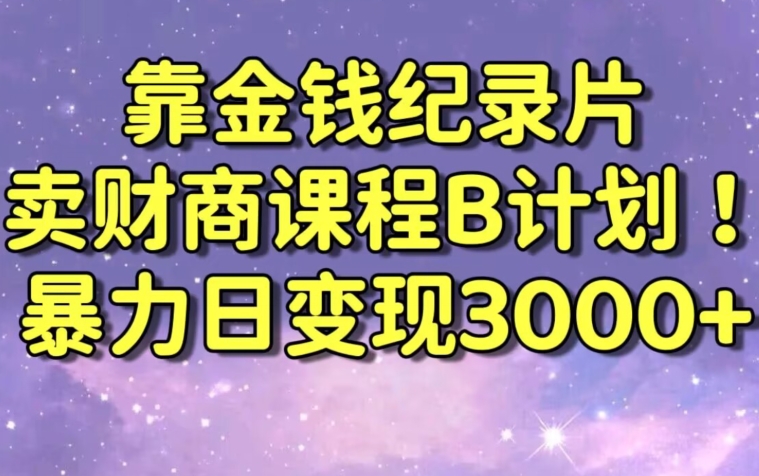 财经纪录片联合财商课程的变现策略，暴力日变现3000+，喂饭级别教学【揭秘】-淘金日记