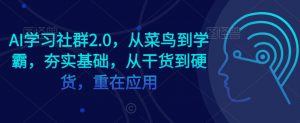 AI学习社群2.0,从菜鸟到学霸,夯实基础,从干货到硬货,重在应用-淘金日记