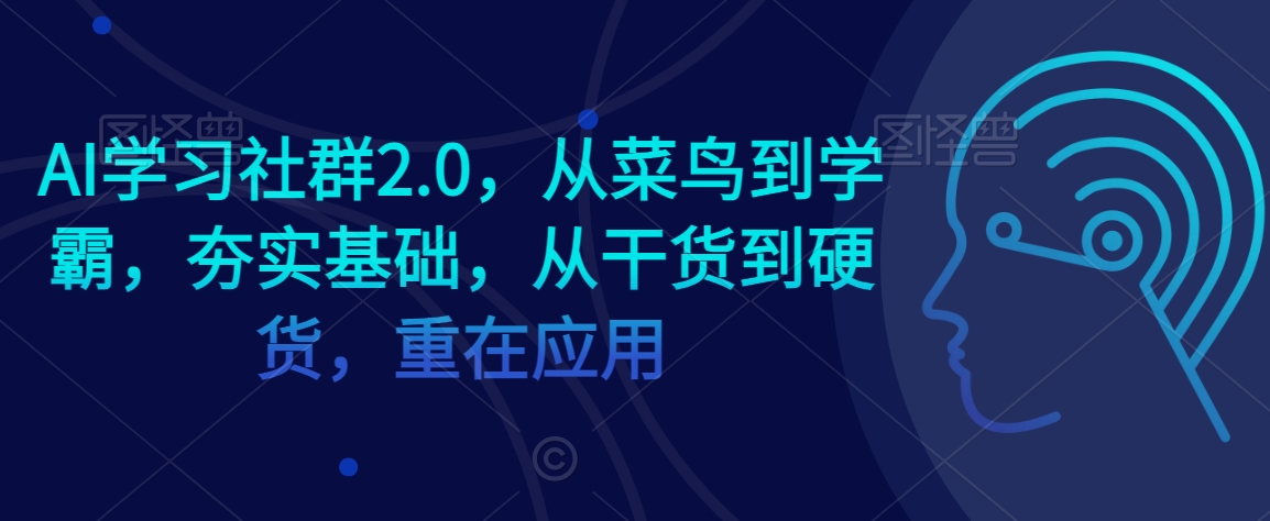 AI学习社群2.0,从菜鸟到学霸,夯实基础,从干货到硬货,重在应用-淘金日记