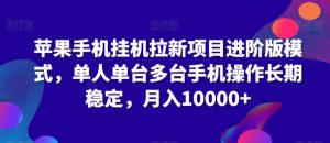 苹果手机挂机拉新项目进阶版模式，单人单台多台手机操作长期稳定，月入10000+【揭秘】-淘金日记
