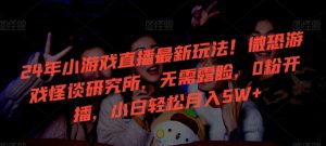 24年小游戏直播最新玩法！微恐游戏怪谈研究所，无需露脸，0粉开播，小白轻松月入5W+【揭秘】-淘金日记