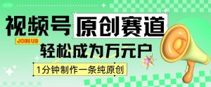 2024视频号最新原创赛道,1分钟一条原创作品,日入4位数轻轻松松-淘金日记
