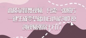 高质量跳舞视频，只需一张照片一键生成零基础小白也能创作原创视频涨粉十几万【揭秘】-淘金日记