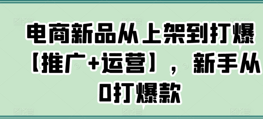 电商新品从上架到打爆【推广+运营】,新手从0打爆款-淘金日记