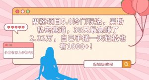 男粉项目5.0冷门玩法,男粉私密赛道,30天最高赚了2.32万,自己手搓一天轻松也有1000+【揭秘】-淘金日记