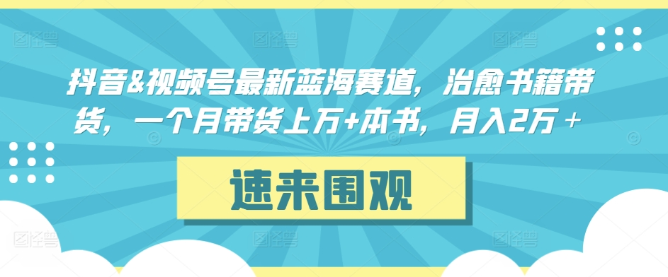 抖音&视频号最新蓝海赛道,治愈书籍带货,一个月带货上万+本书,月入2万+【揭秘】-淘金日记