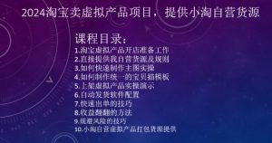 2024淘宝卖虚拟产品项目，提供小淘自营货源-淘金日记